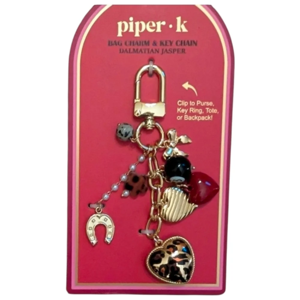 💛▪️ Piper K▪️ Bag Charm & Key Chain with Dalmatian Jasper